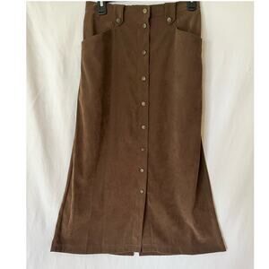 Alfred Dunner Women's Browns Suede Style A-Line Midi Skirt Size 8 Boho Casual